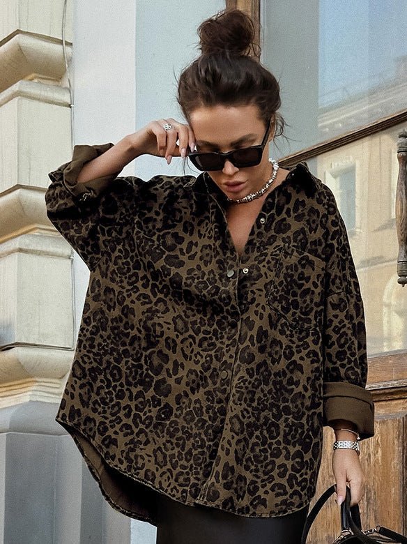 Women's Retro Leopard Print Casual Jacket – Autumn Fashion, Everyday Wear