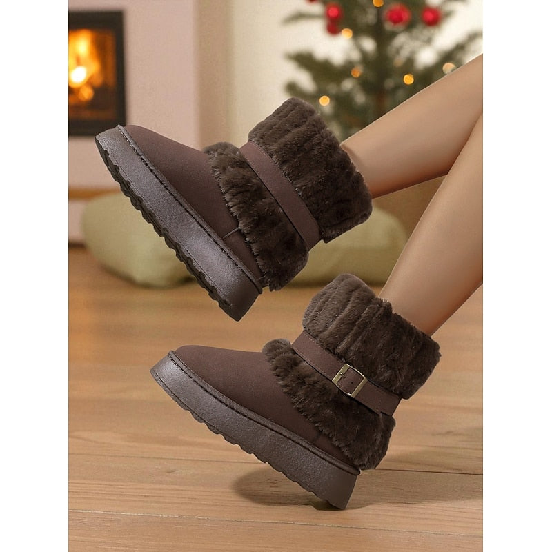 Women's Cozy Fur-Trimmed Snow Boots – Winter Wear, Outdoor Adventures