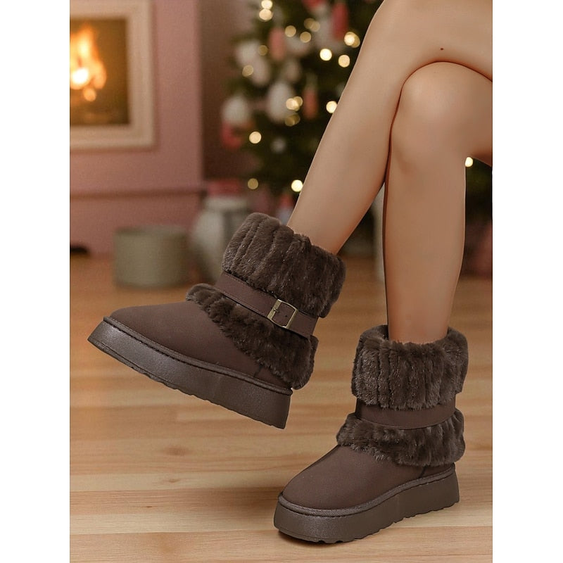 Women's Cozy Fur-Trimmed Snow Boots – Winter Wear, Outdoor Adventures