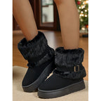 Women's Cozy Fur-Trimmed Snow Boots – Winter Wear, Outdoor Adventures