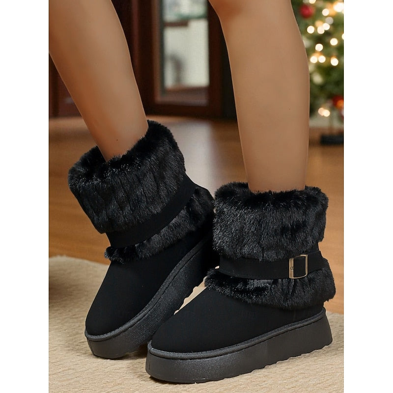 Women's Cozy Fur-Trimmed Snow Boots – Winter Wear, Outdoor Adventures